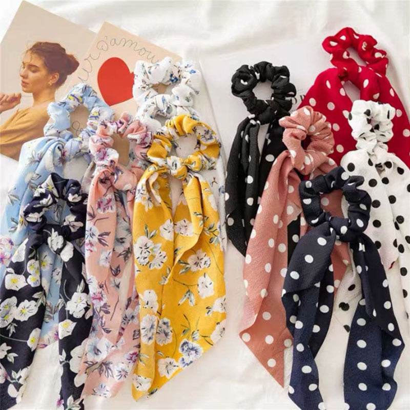 Ladies flower print bow headband