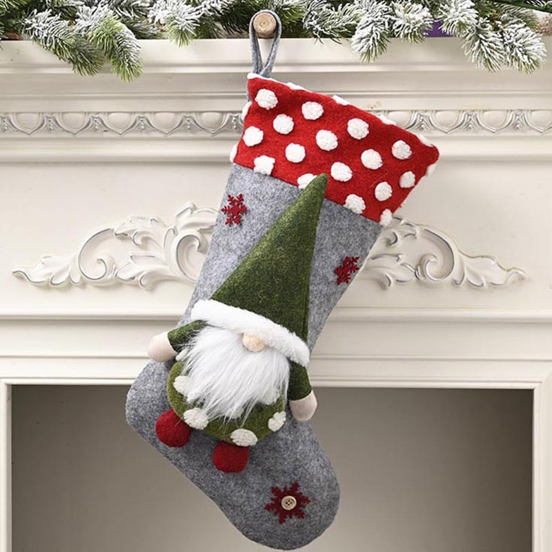 20 inch lamb wool three-dimensional elf faceless doll Christmas socks