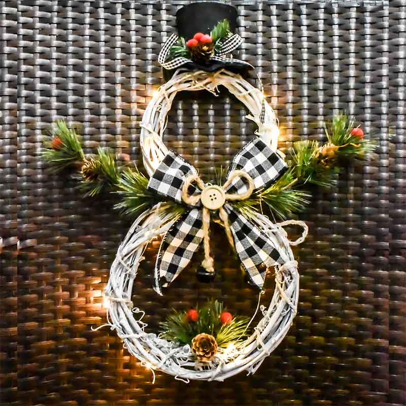 Home Decoration Christmas Wreath Pendant LED Lights Wreath Pendant Christmas Vine Ring