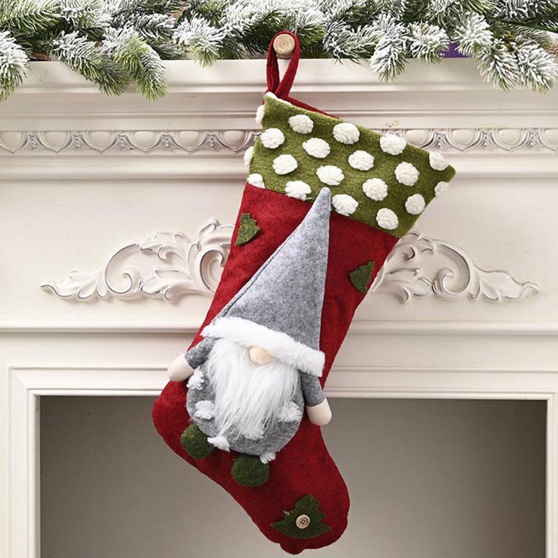 20 inch lamb wool three-dimensional elf faceless doll Christmas socks