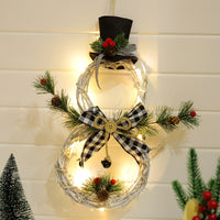 Home Decoration Christmas Wreath Pendant LED Lights Wreath Pendant Christmas Vine Ring