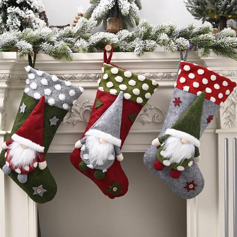 20 inch lamb wool three-dimensional elf faceless doll Christmas socks